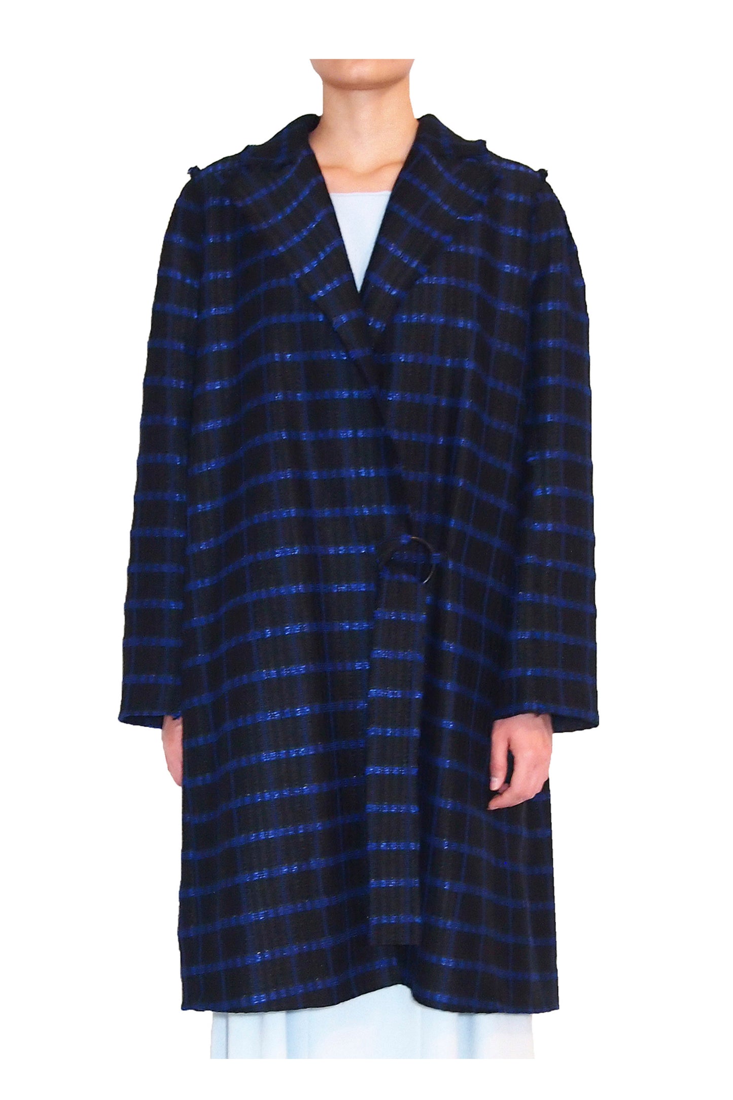 Metallic check ringed coat