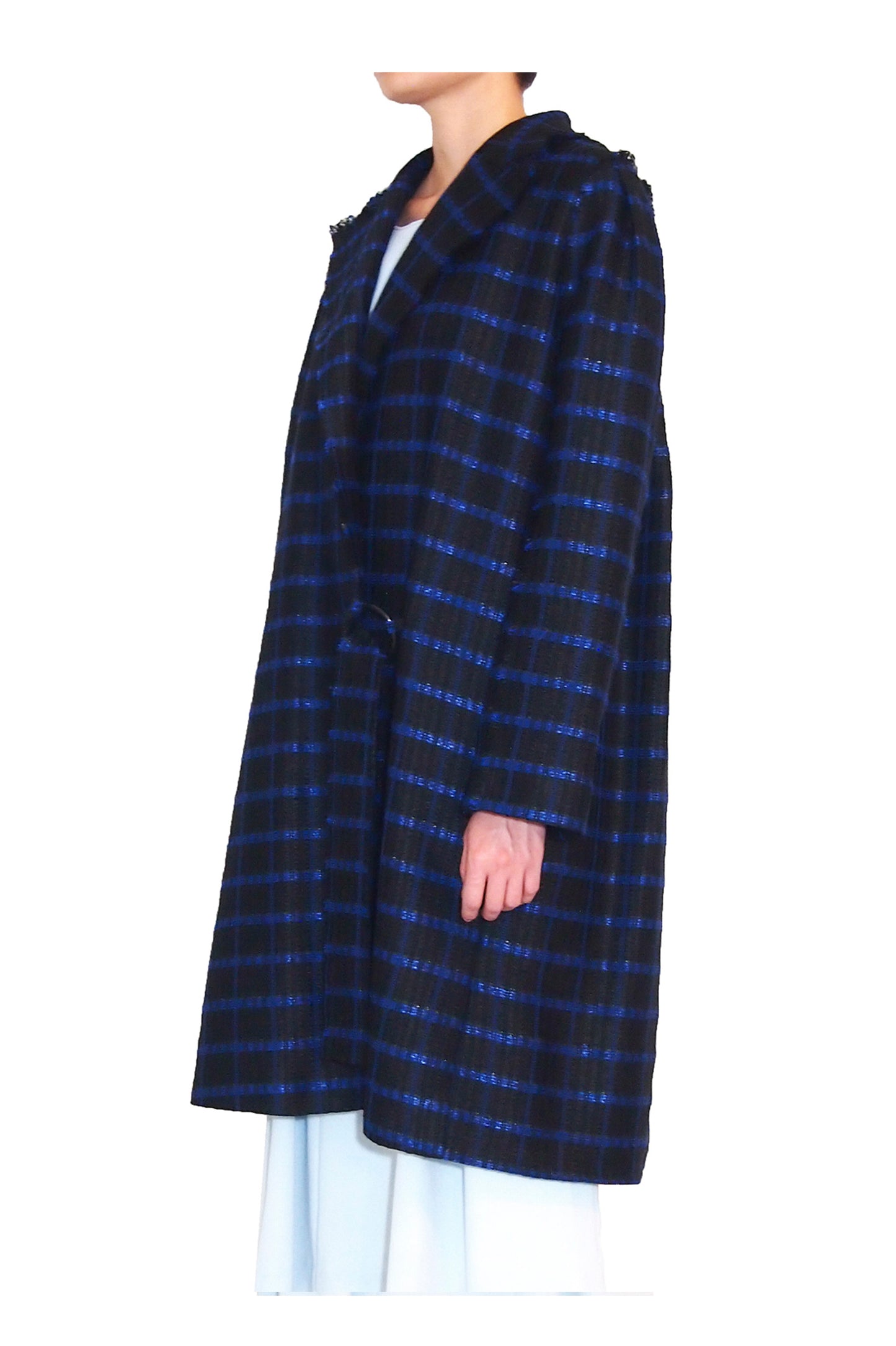 Metallic check ringed coat