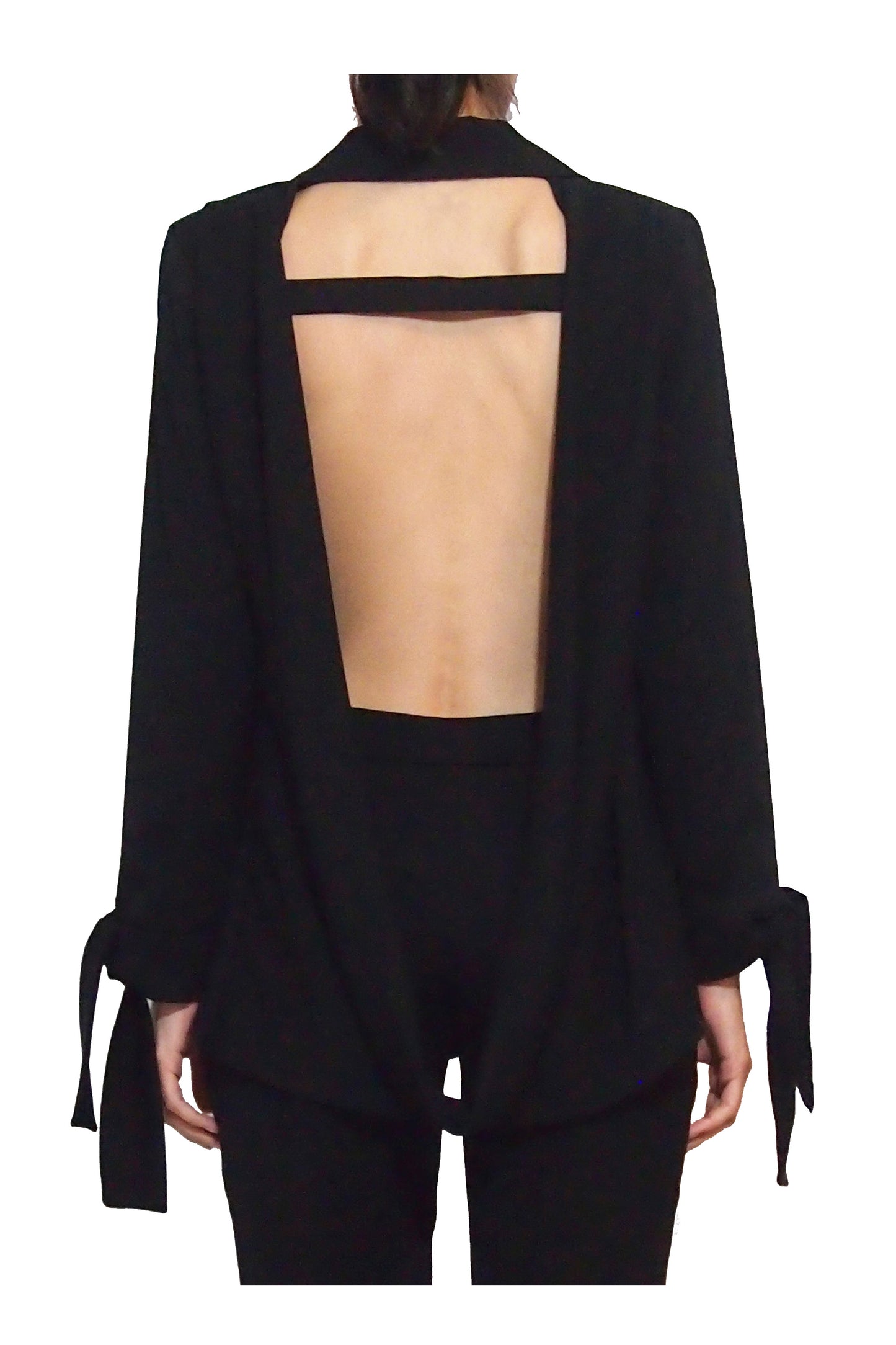Back open crepe jacket
