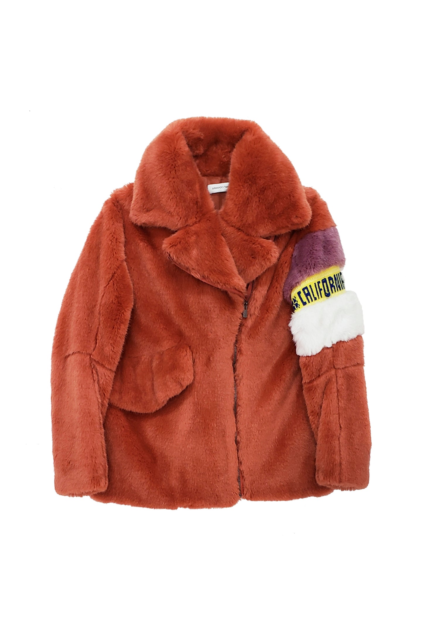 Eco-Fur biker jacket with Purepecha artisan tape