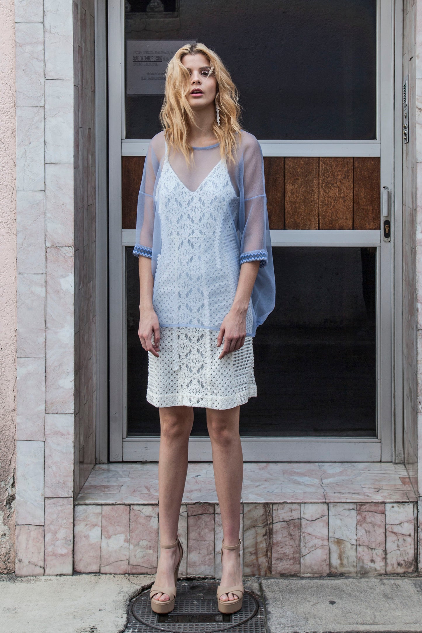 Multiple Lace Dress with Huichol Beads