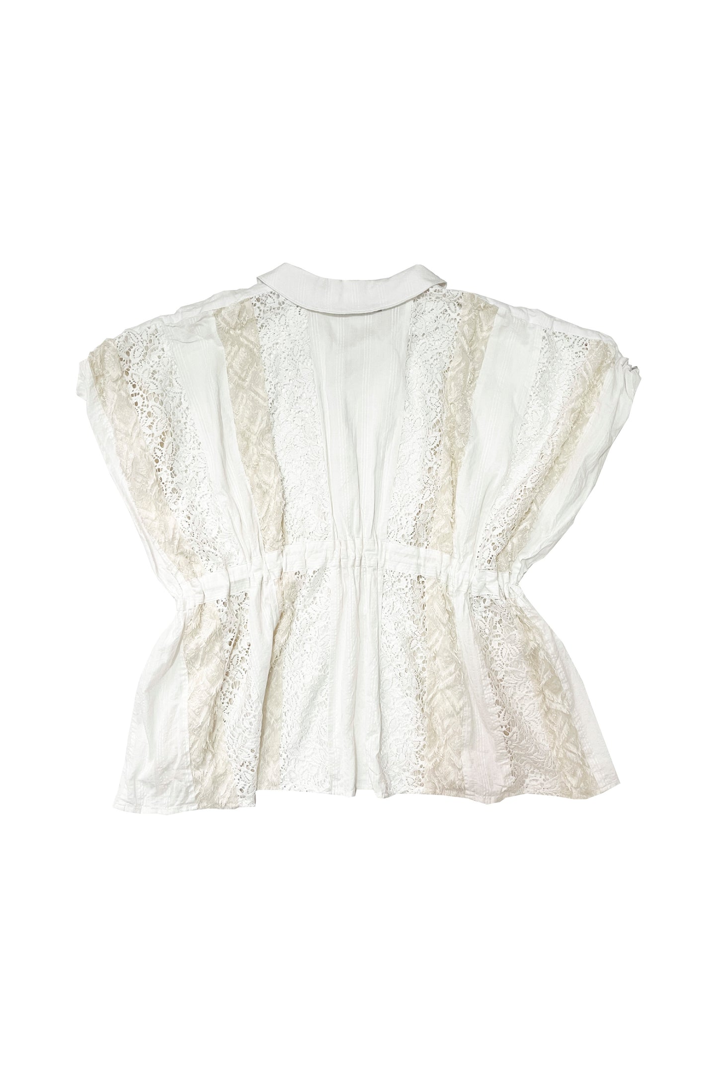 Jacquard and Lace mixed blouse