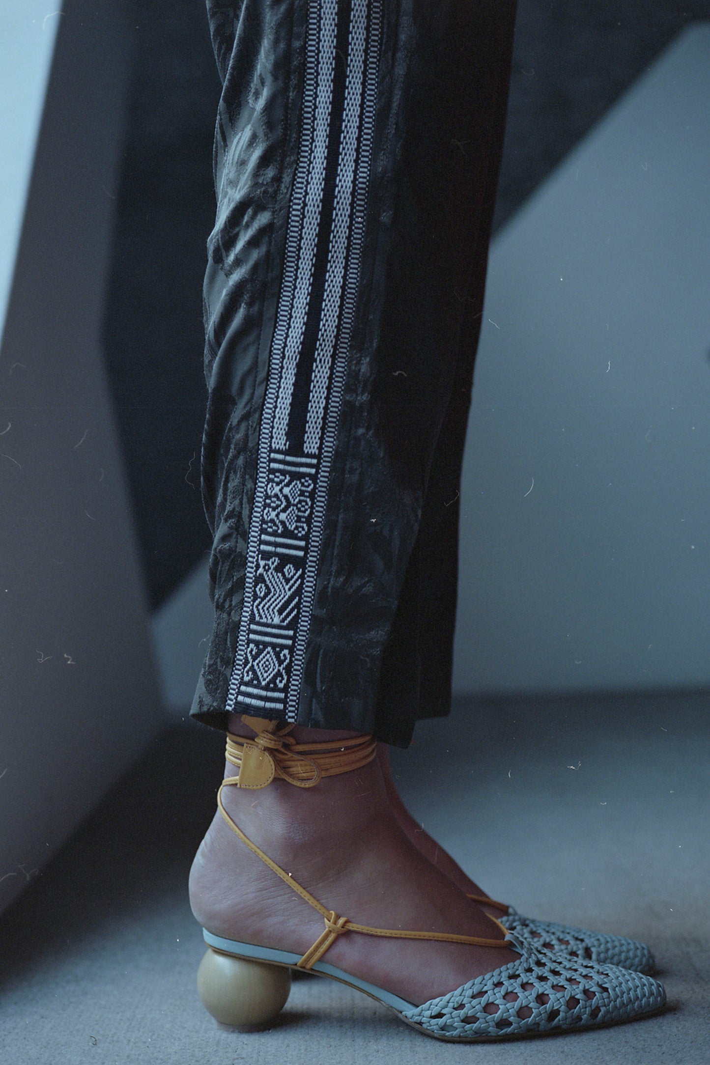 'BZ002' Palm Jacquard pants with Purepecha artisan woven tape