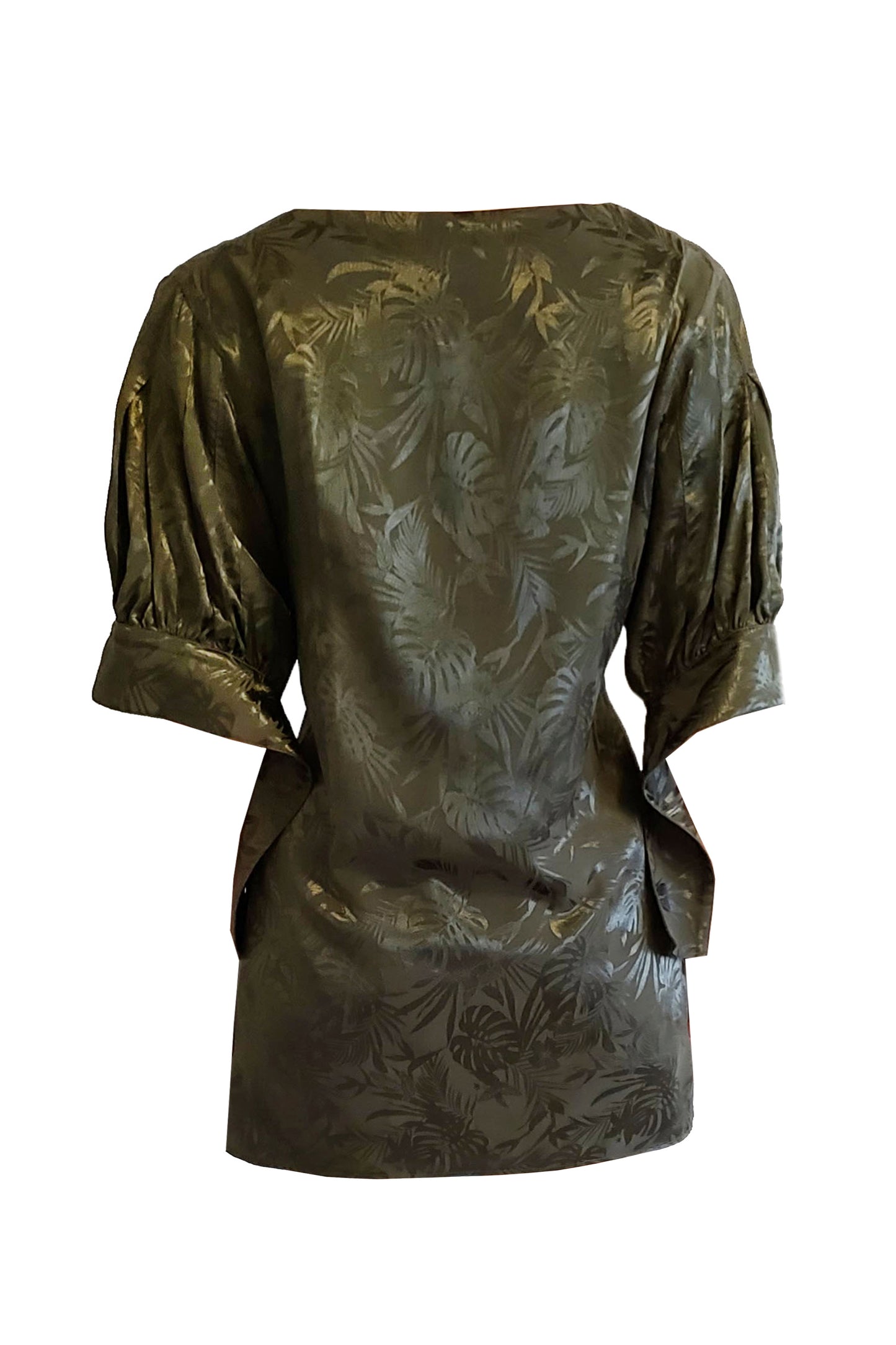 'BZ001' Palm jacquard volume sleeve tunic blouse