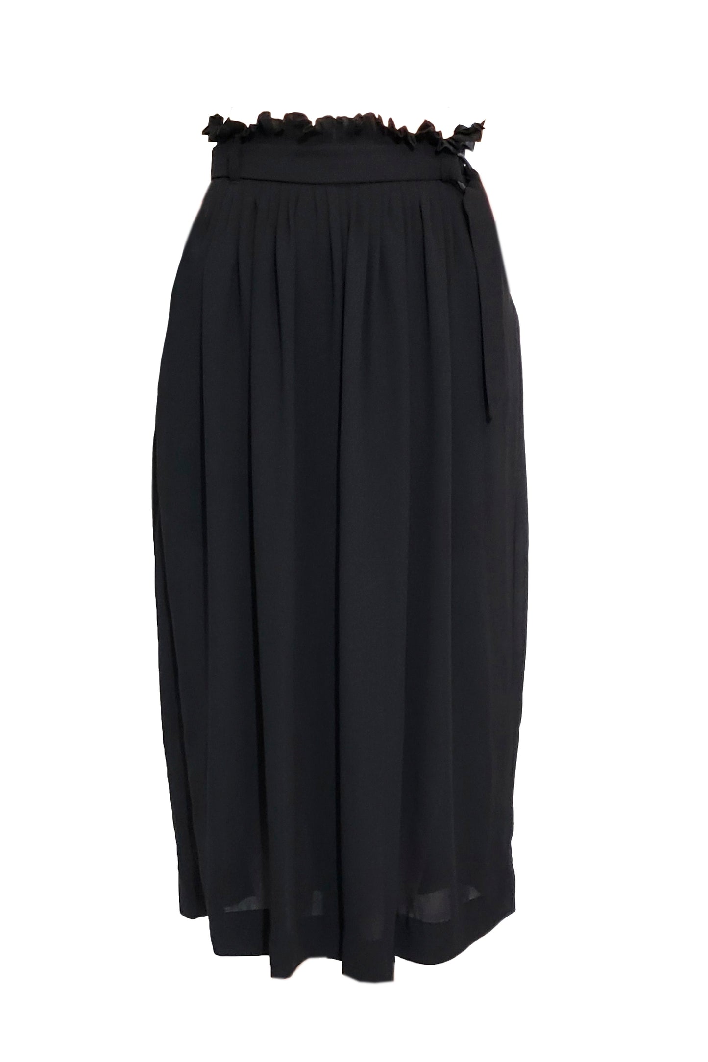 Multi-tucked wide chiffon pants