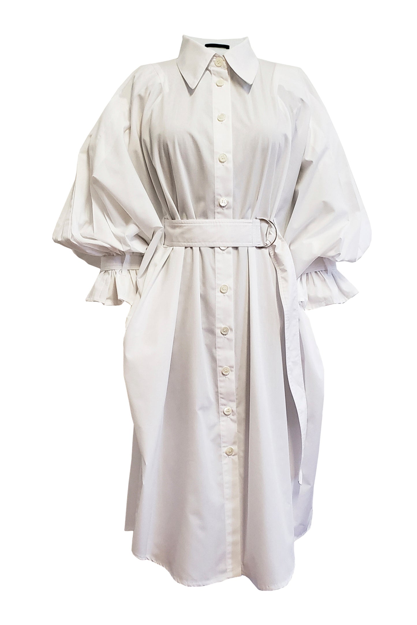 `SD001` Volume shirt dress with Purepecha woven tape