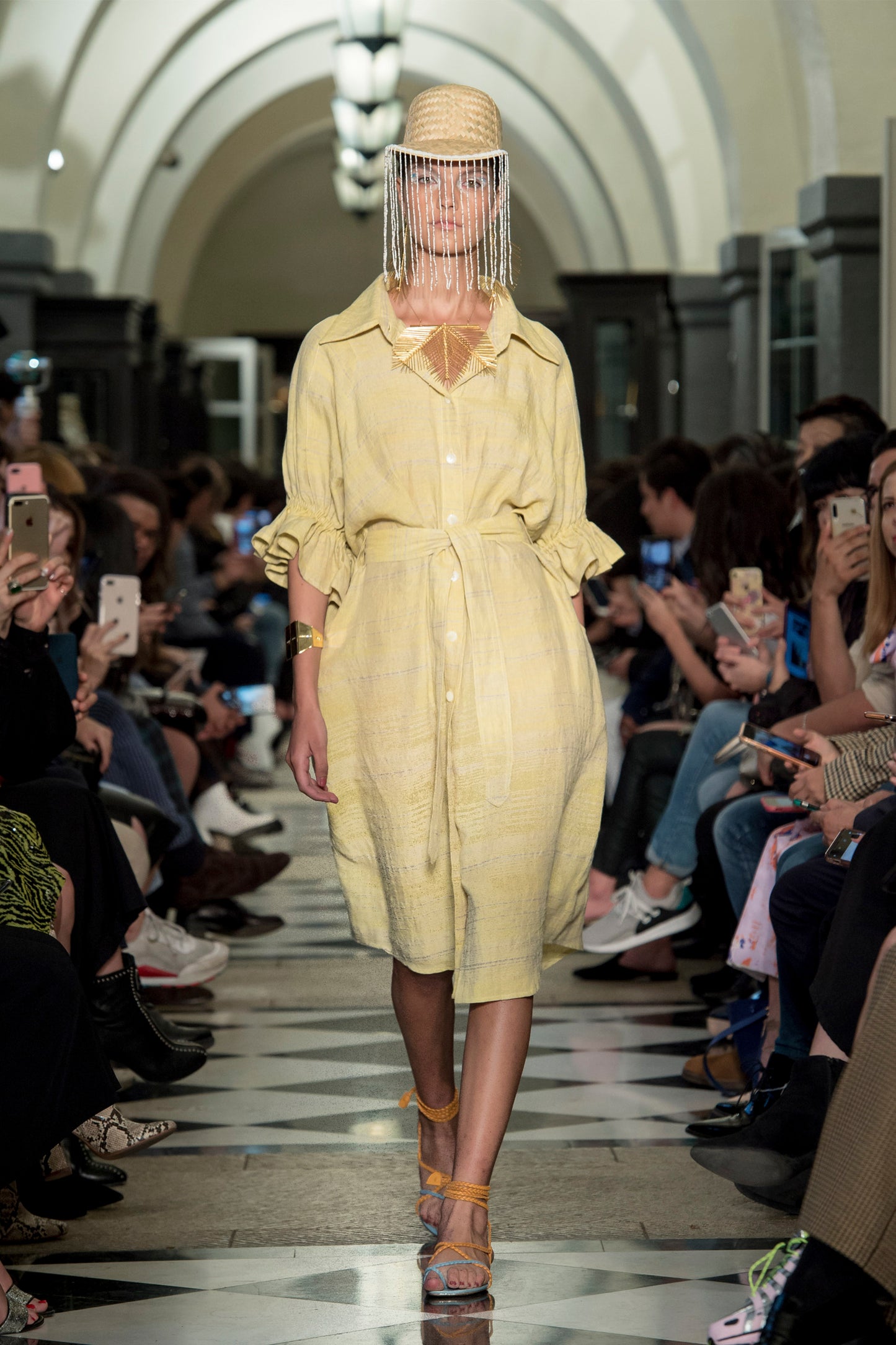 'L001' Linen shirt dress with Purepecha artisan woven tape