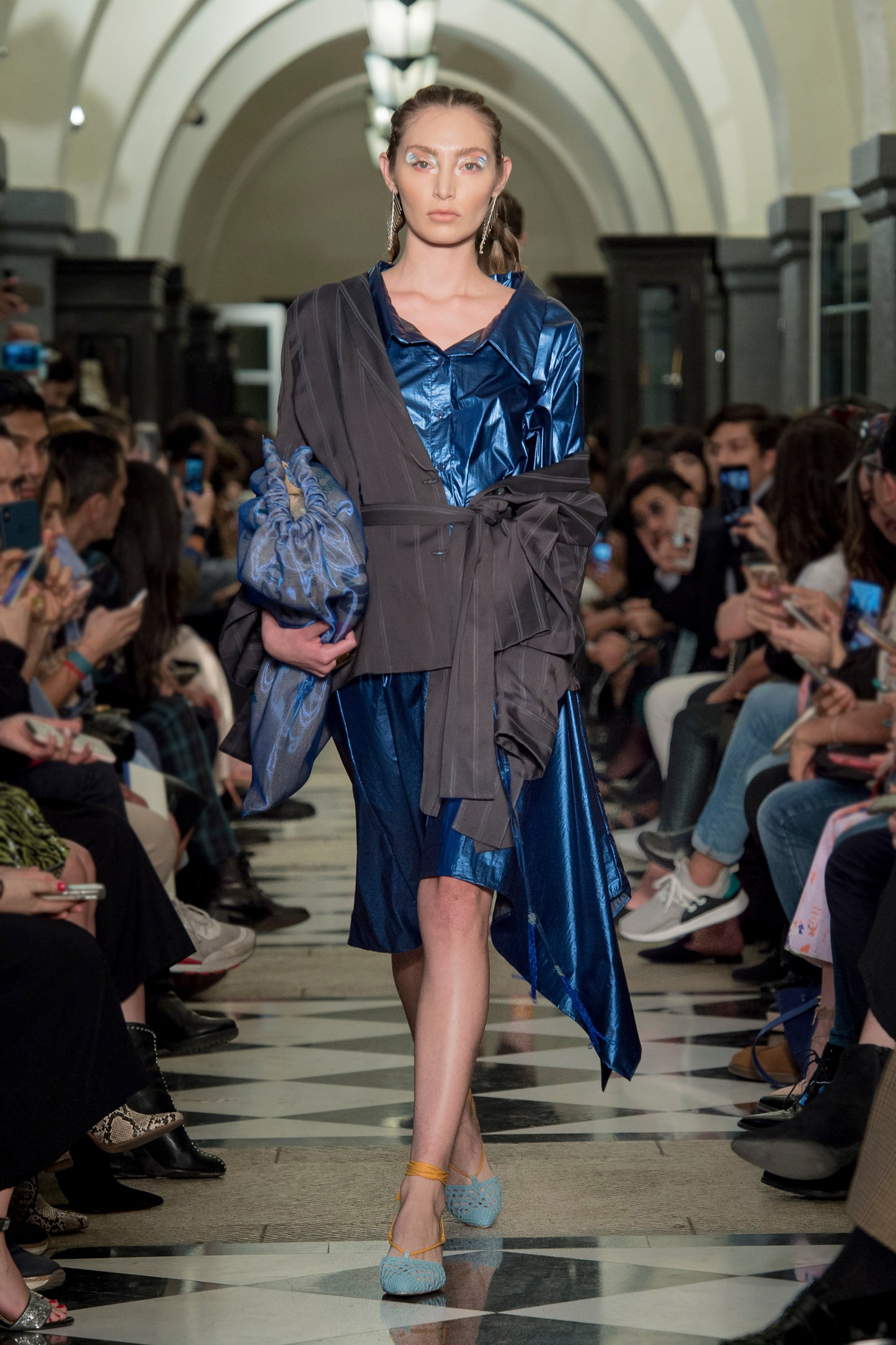 'SC001' Metallic shirt dress