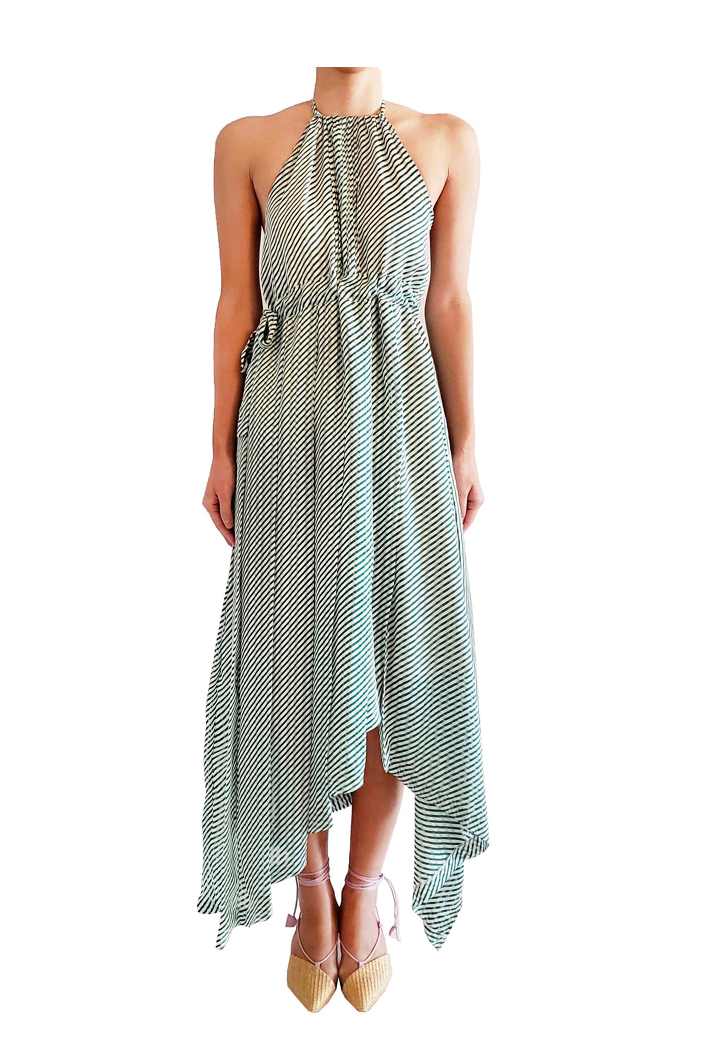 'PS001' Stripe halter neck dress