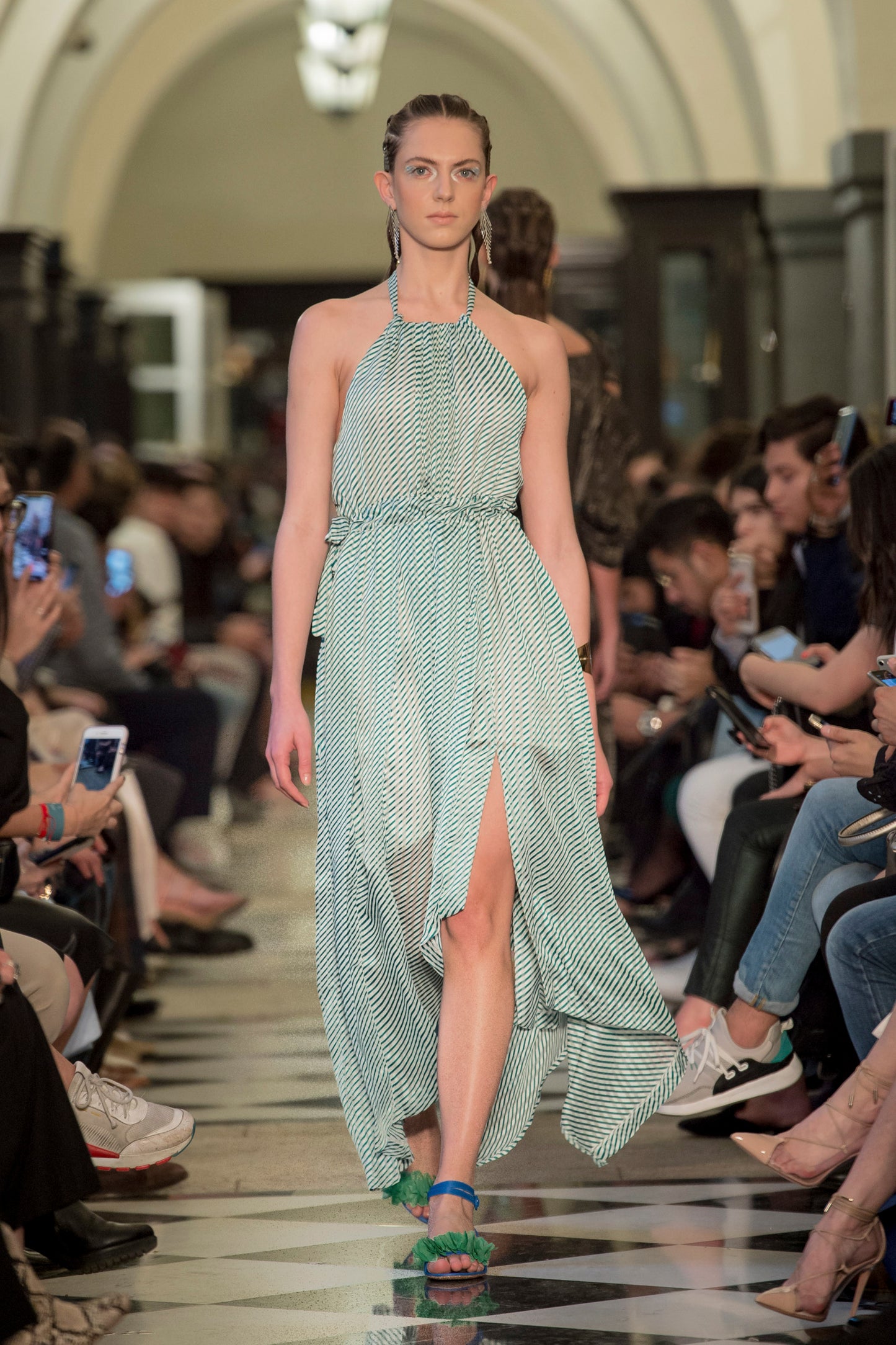 'PS001' Stripe halter neck dress