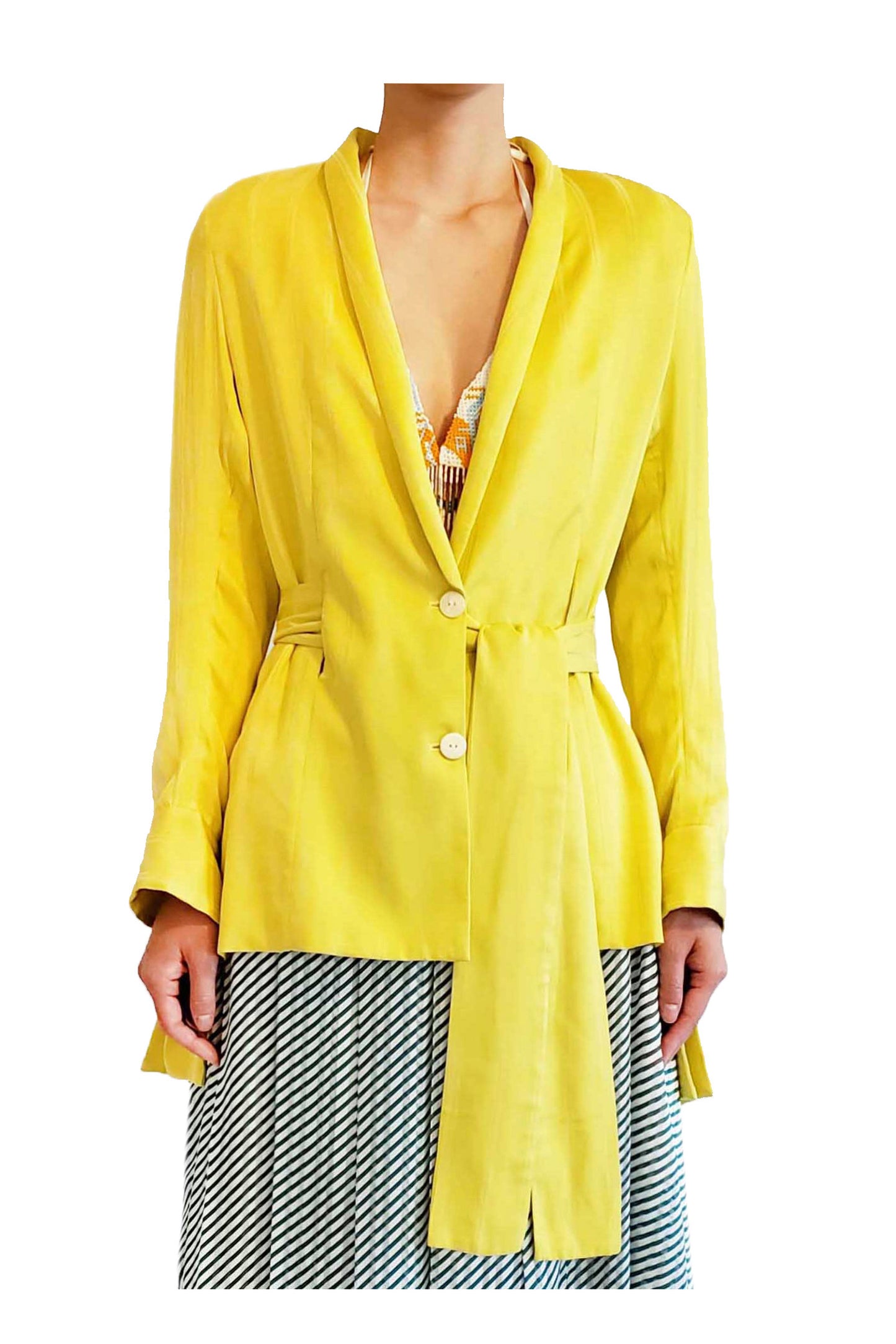 'SA001' Back open satin jacket with Purepecha artisan woven tape