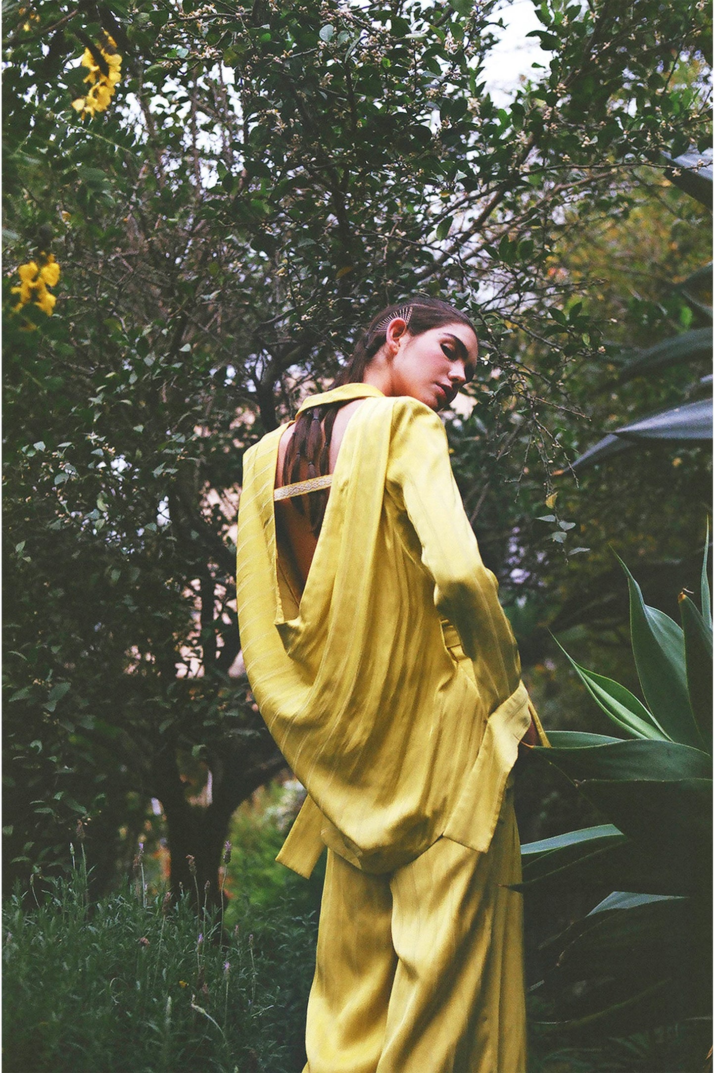 'SA001' Back open satin jacket with Purepecha artisan woven tape