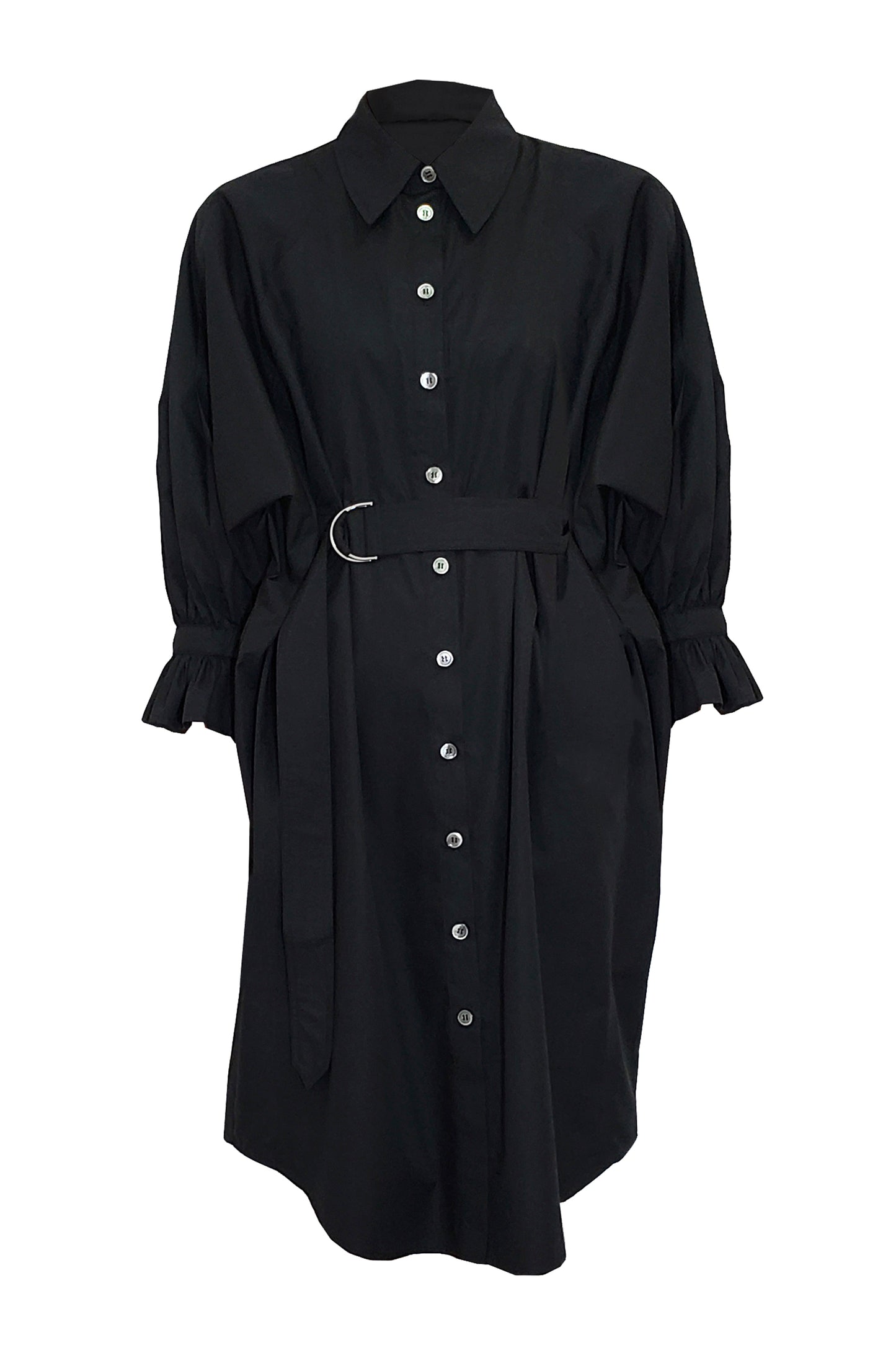 Recycled Plastic bottle Two-way shirt dress with Purepecha artisan woven tape