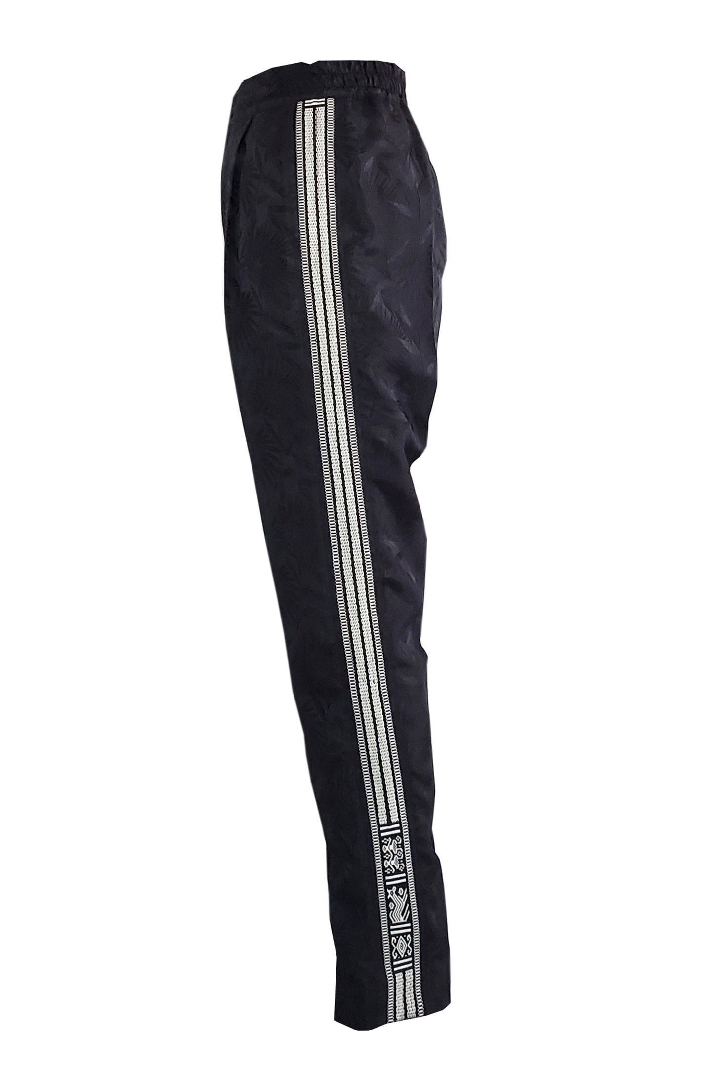 Palm jacquard pants with Artisanal tape