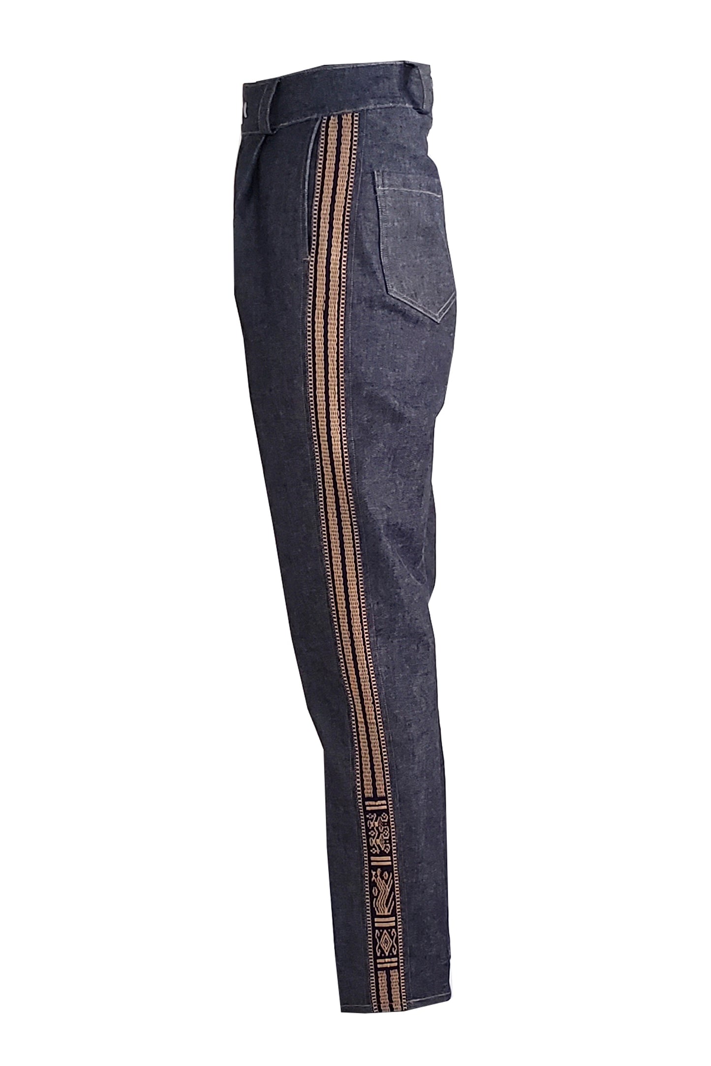 Denim pants with Artisanal tape