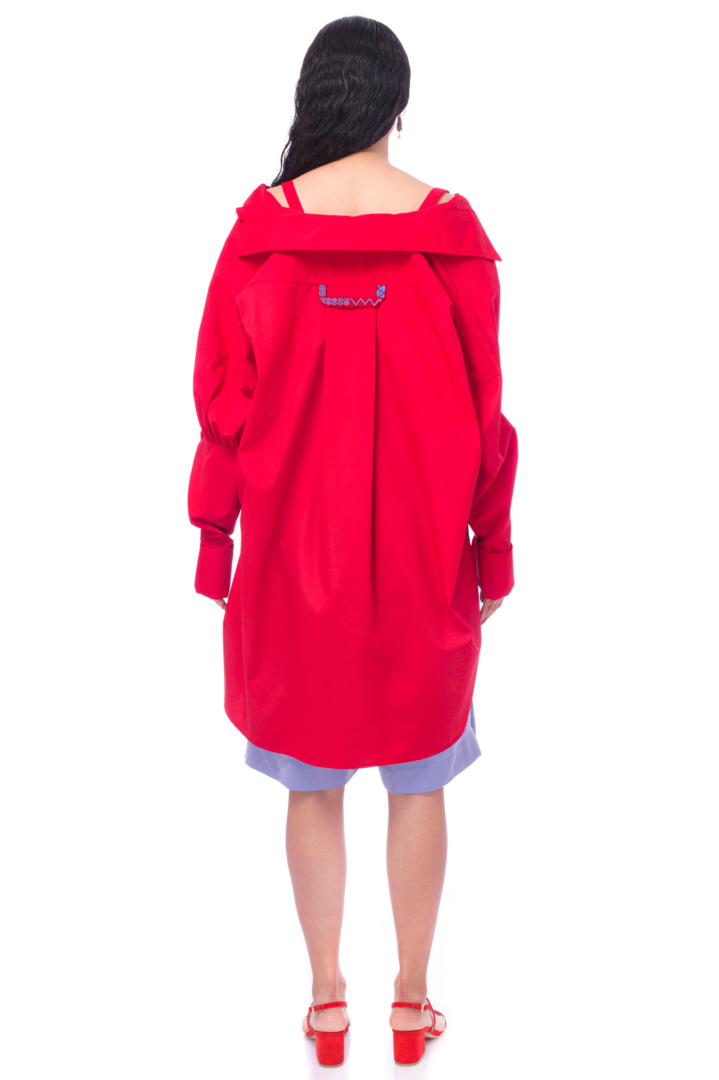 'PC001' Deconstructed oversized shirt with Purepecha artisan woven tape