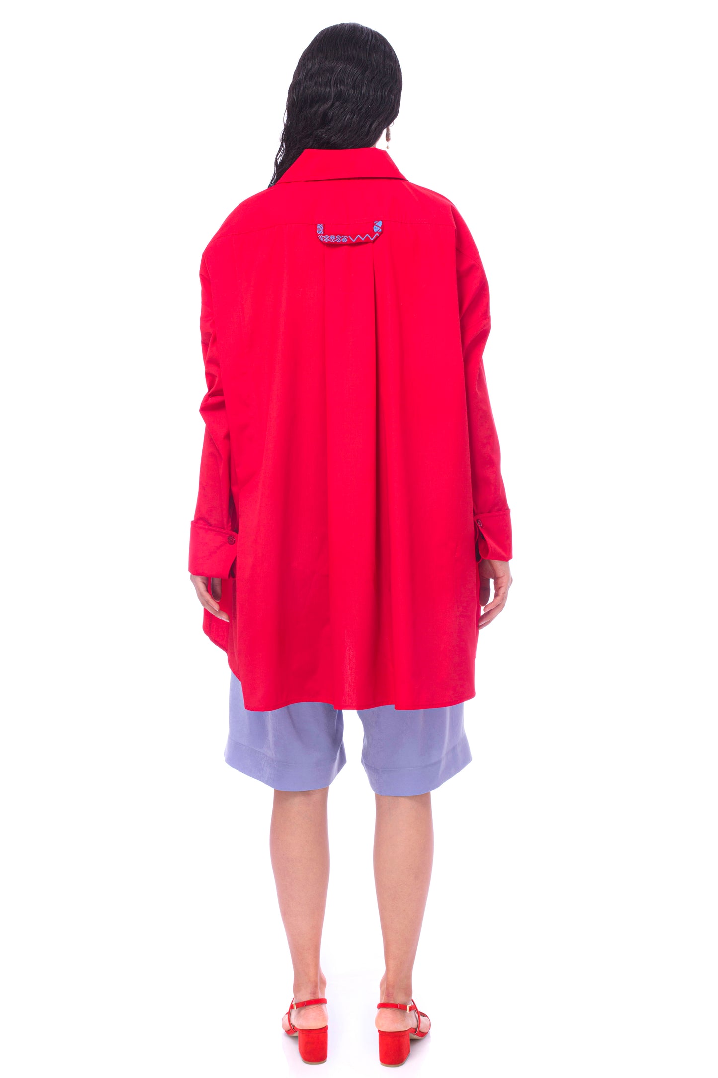 'PC001' Deconstructed oversized shirt with Purepecha artisan woven tape