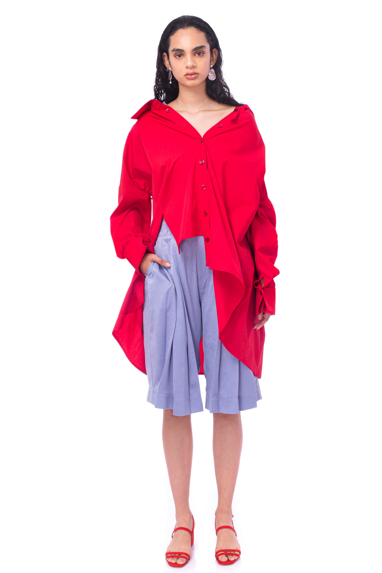 'PC001' Deconstructed oversized shirt with Purepecha artisan woven tape