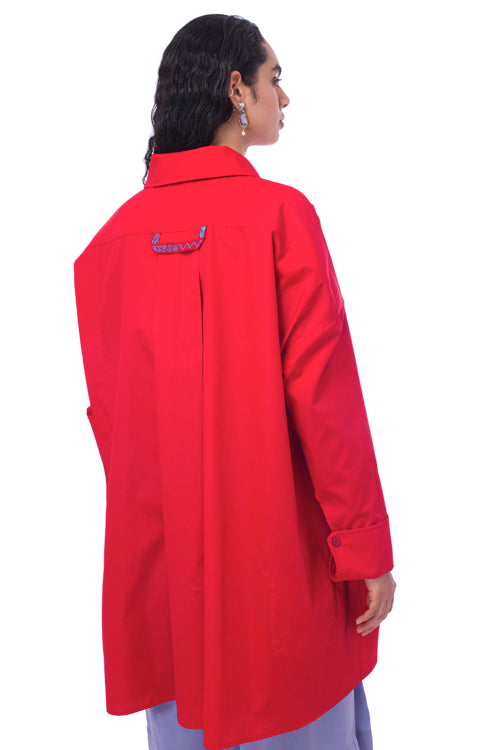 'PC001' Deconstructed oversized shirt with Purepecha artisan woven tape