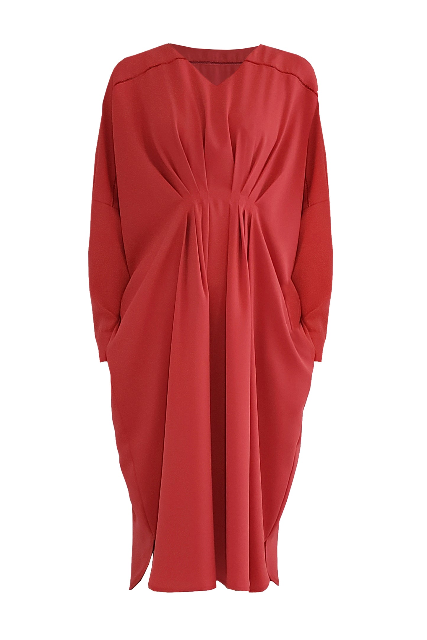 Multi-tucked long sleeve dress