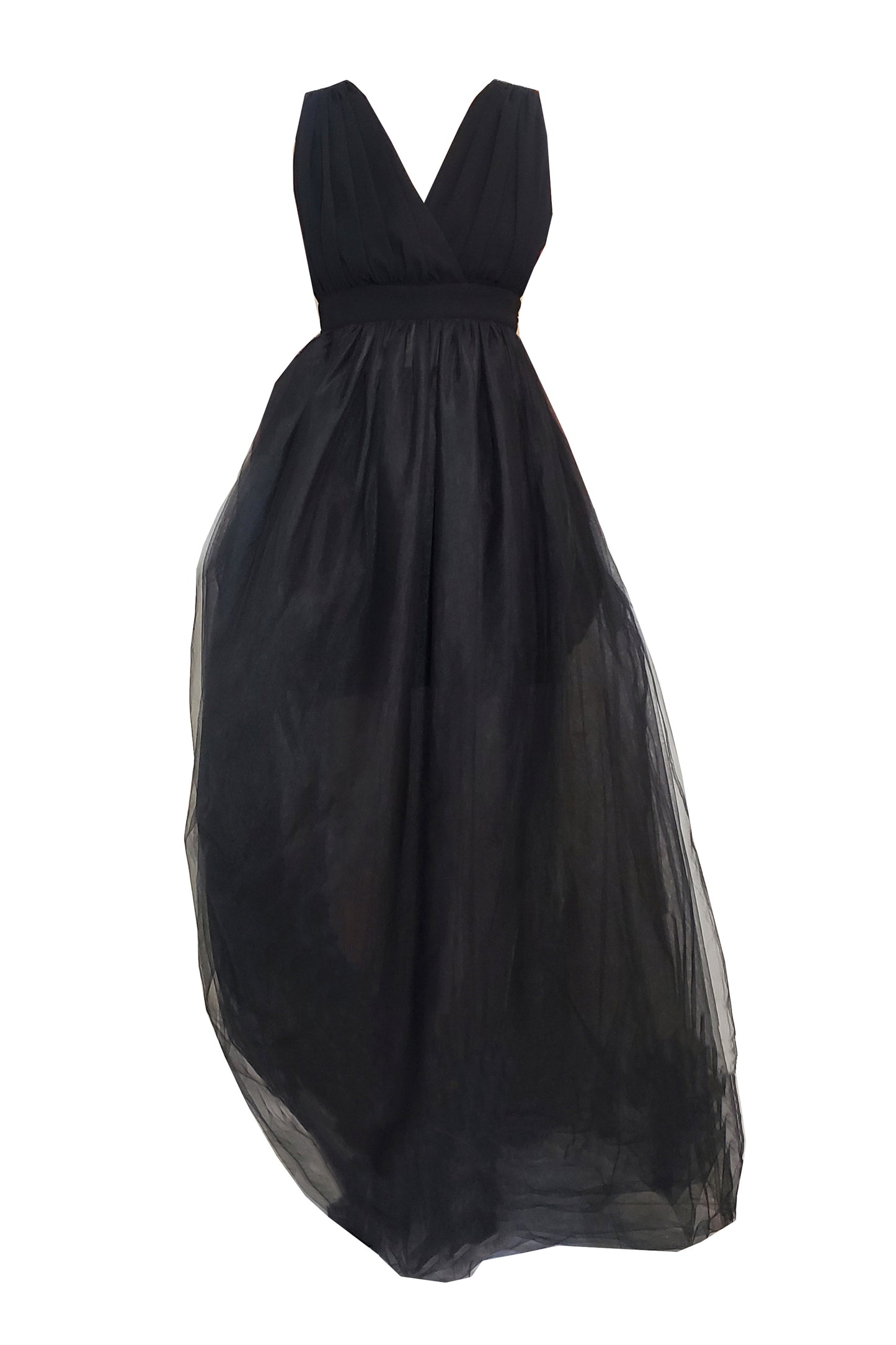 Tule volume dress with Huichol artisan beads fringe