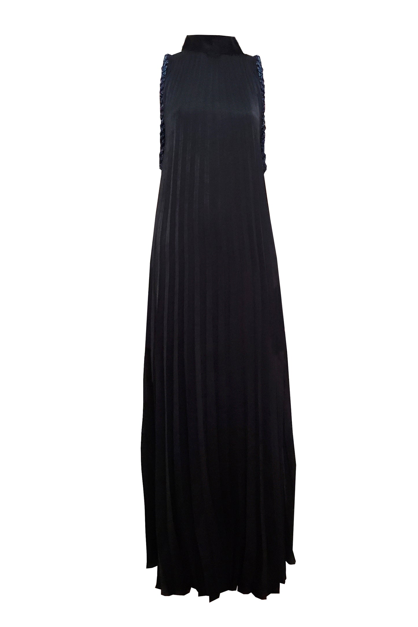 Circle pleated dress with Huichol artisan beads