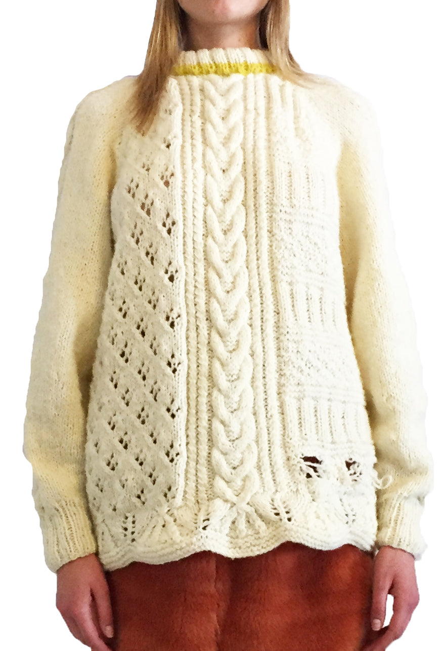 Crew neck hand knitted sweater