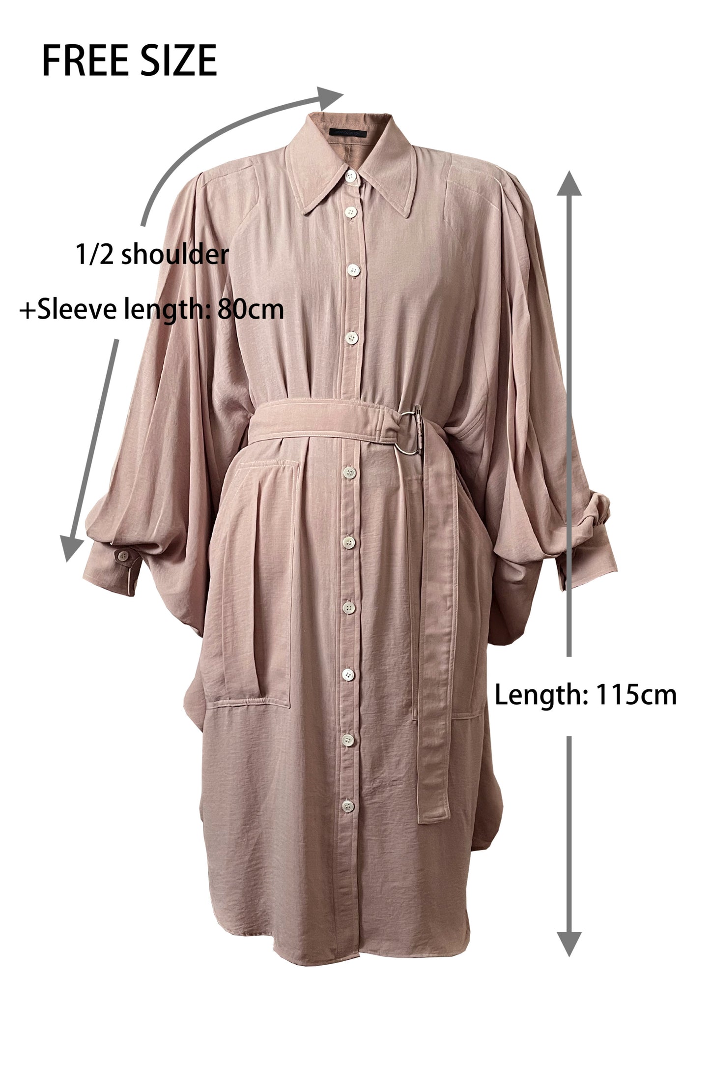 Long Sleeve Two-way crepe shirt dress with Purepecha artisan woven tape