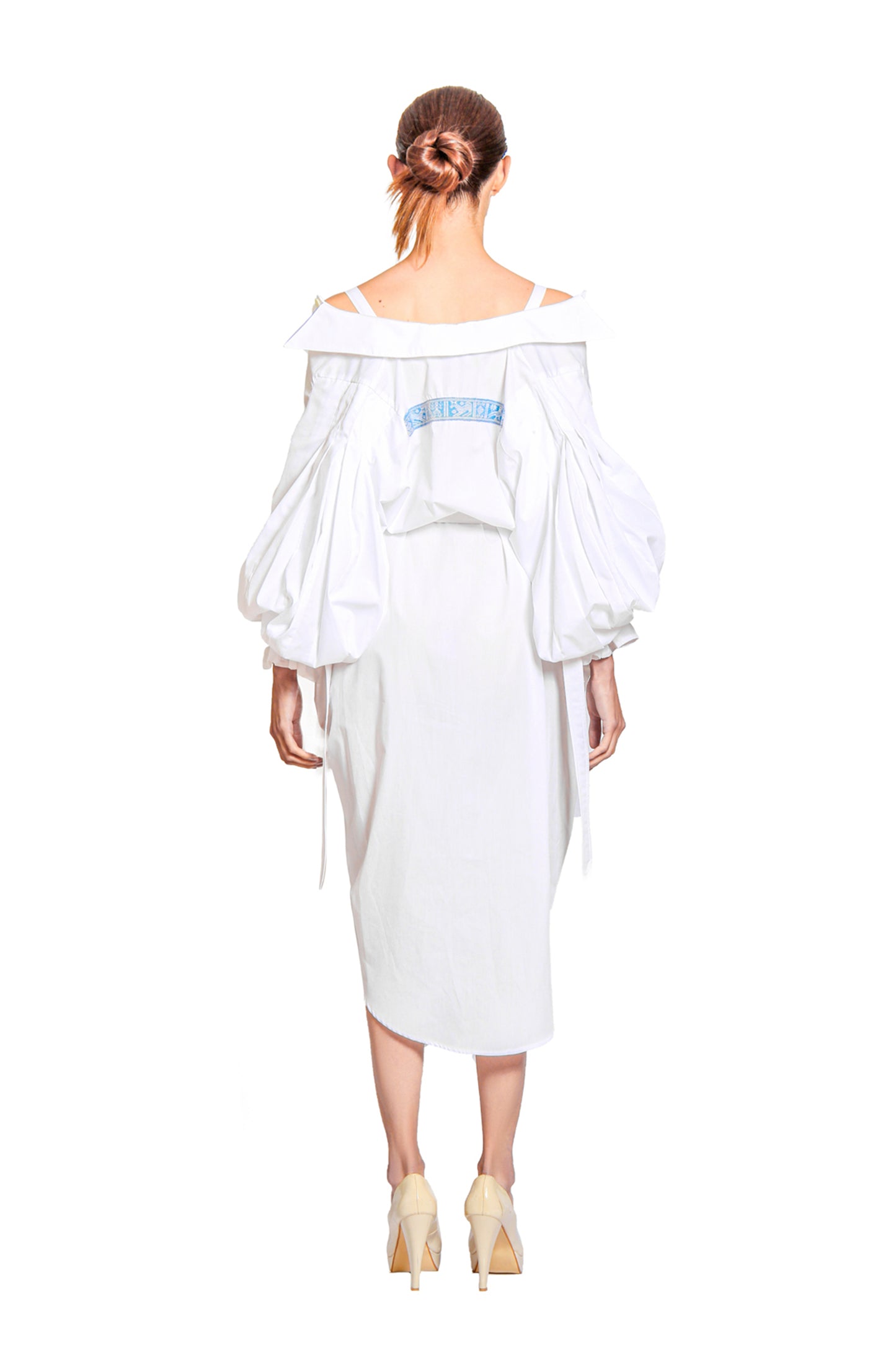`SD001` Volume shirt dress with Purepecha woven tape