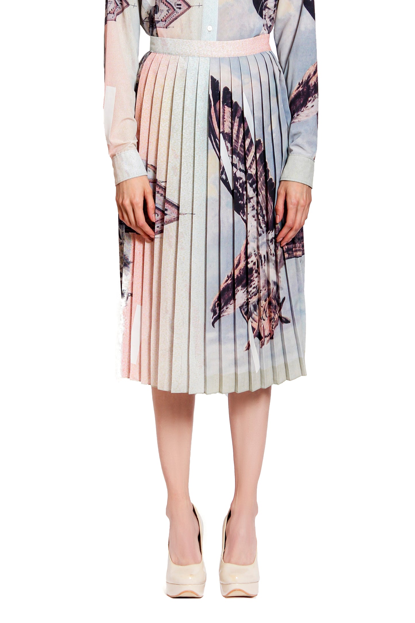 'El Contrario' Double print pleated skirt