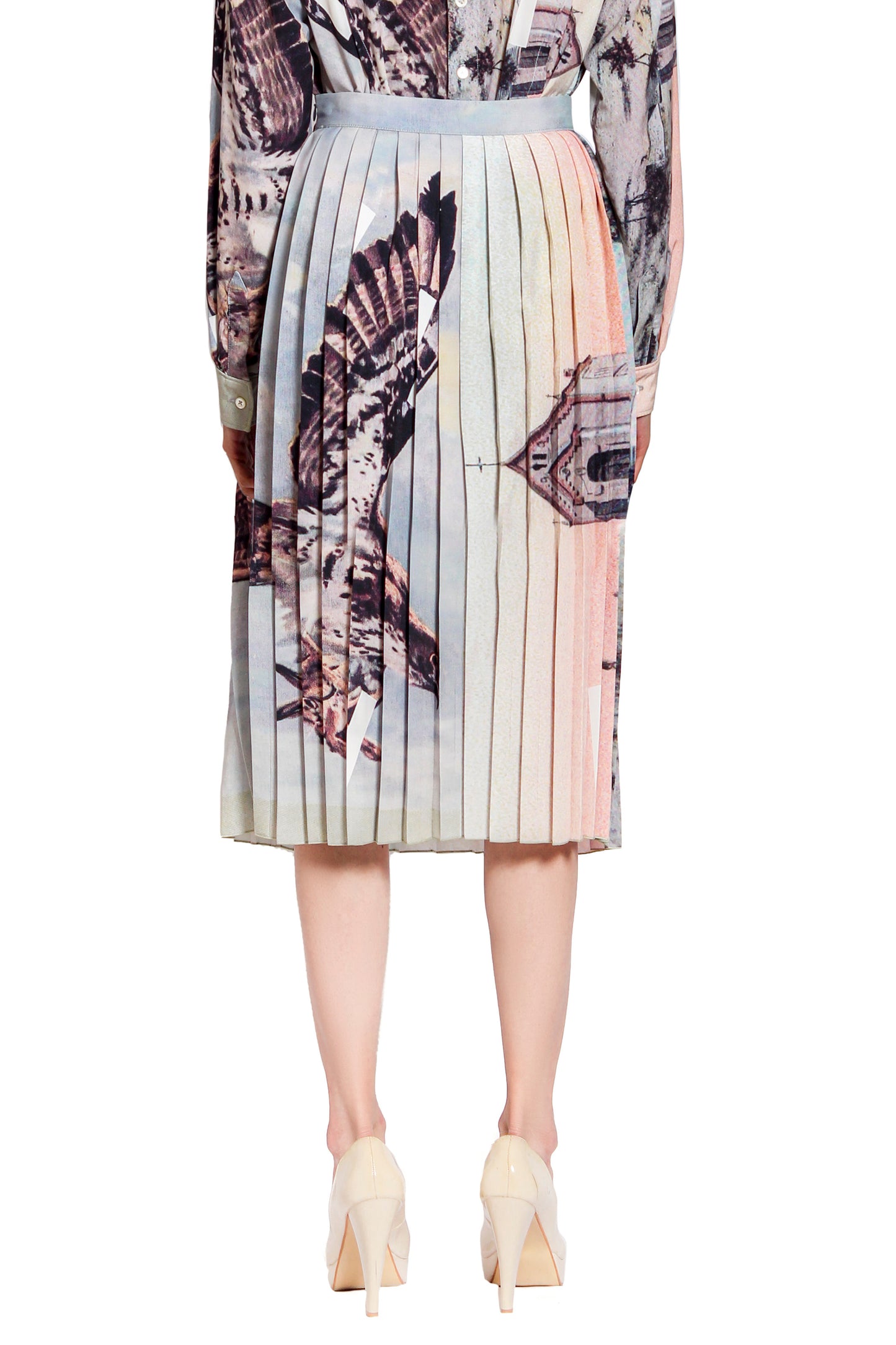 'El Contrario' Double print pleated skirt