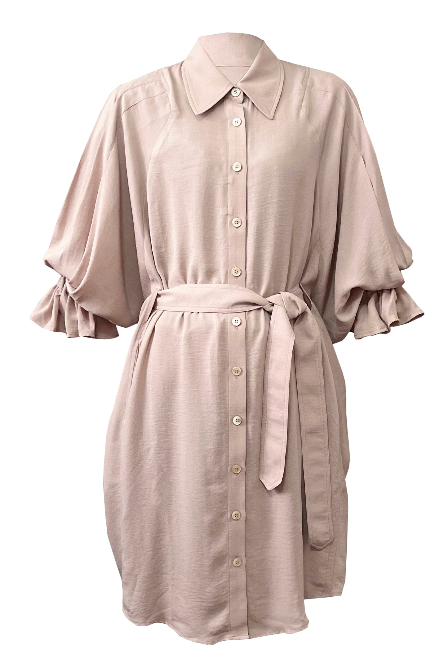 Two-way crepe shirt dress with Purepecha artisan woven tape