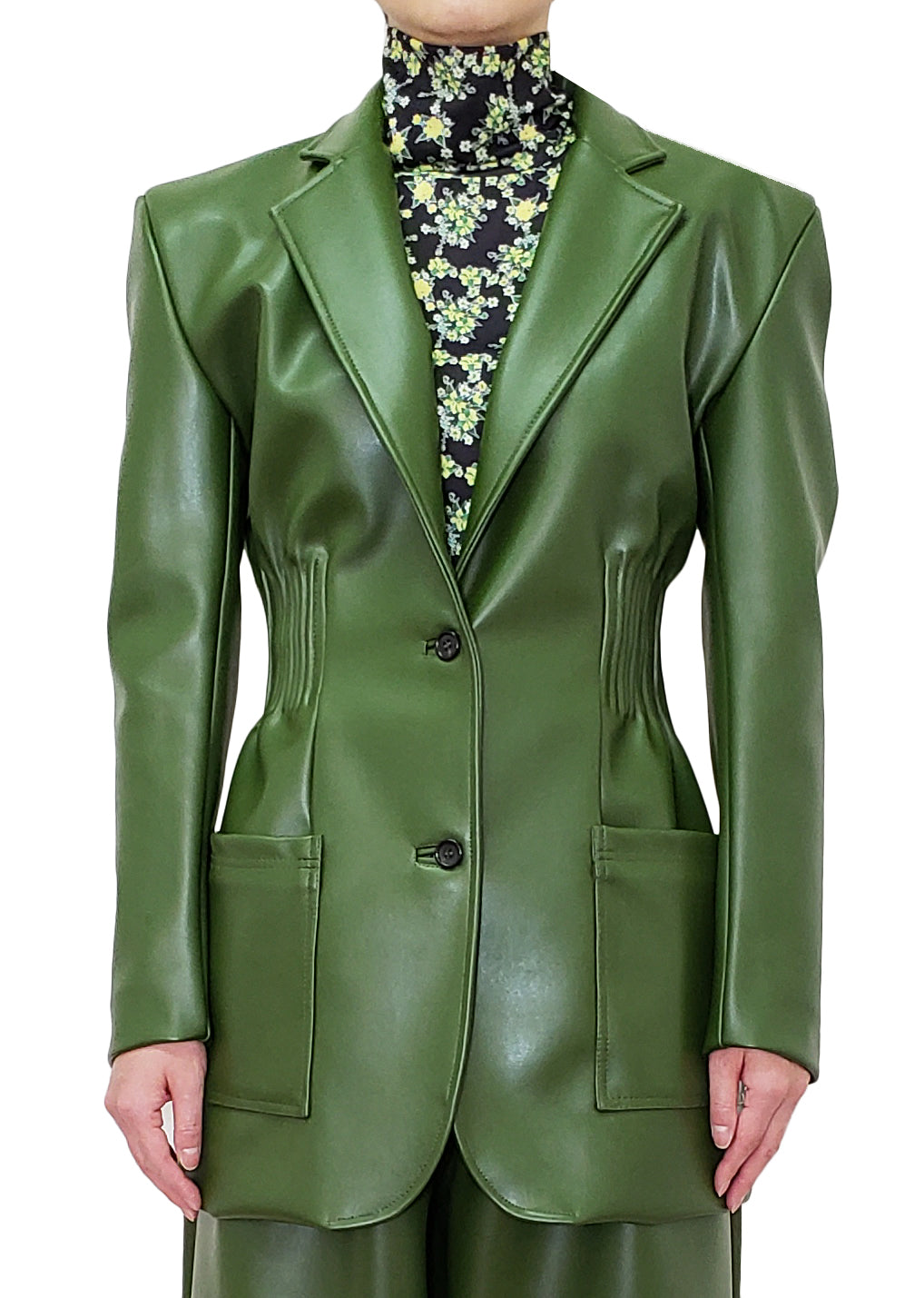 Cactus leather Jacket with elastic waist detail