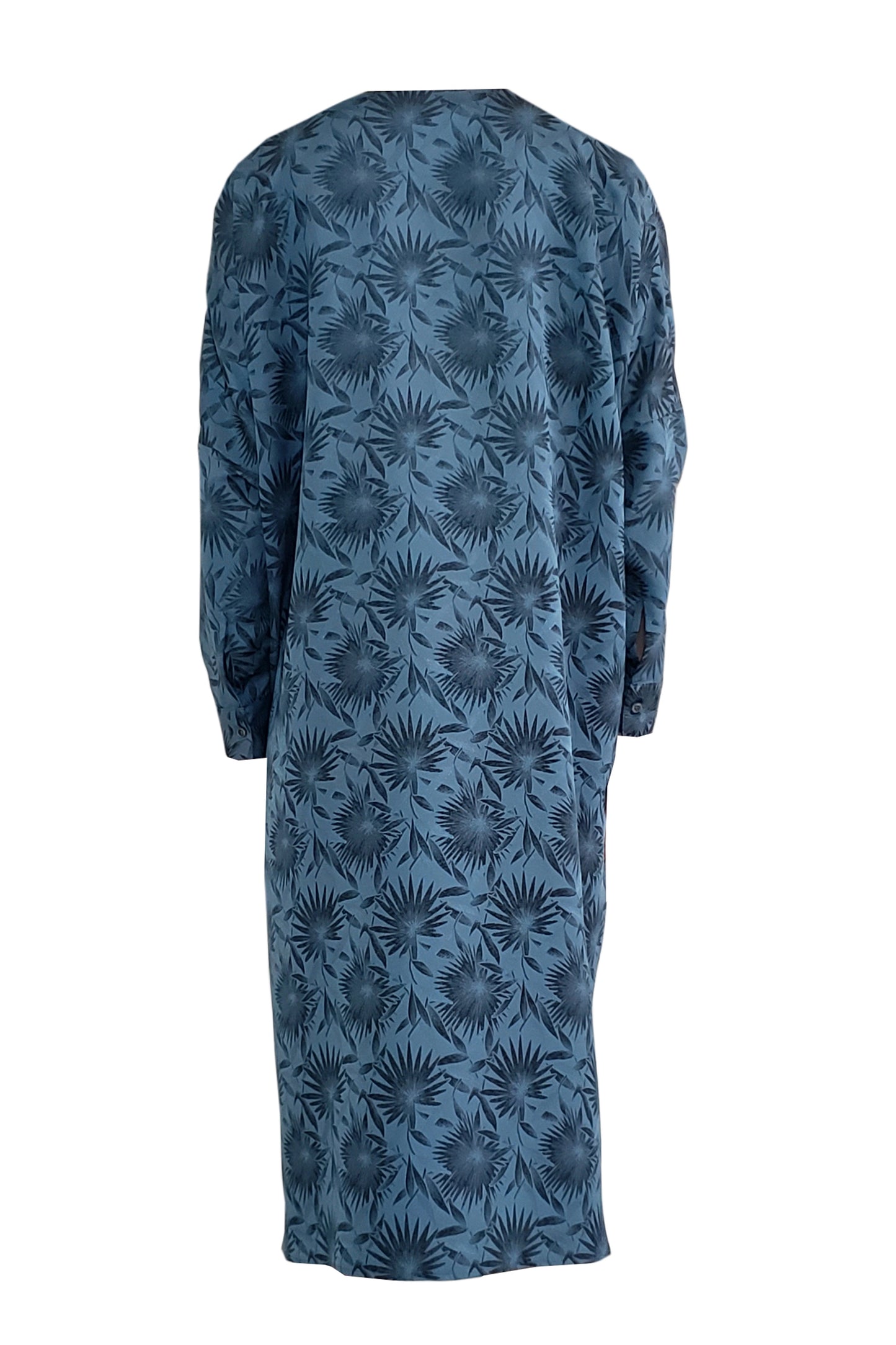 Palm Jacquard Multi-tucked long sleeve dress