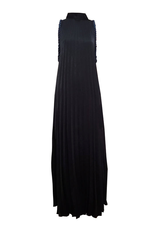 Circle pleated dress with Huichol artisan beads