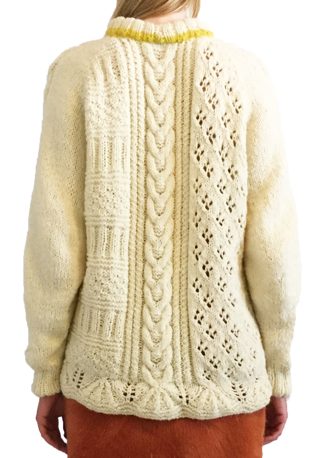 Crew neck hand knitted sweater